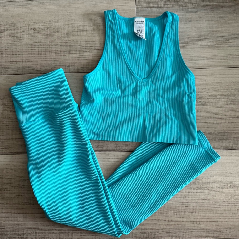 Athleta Turquoise Leggings and Tank Set